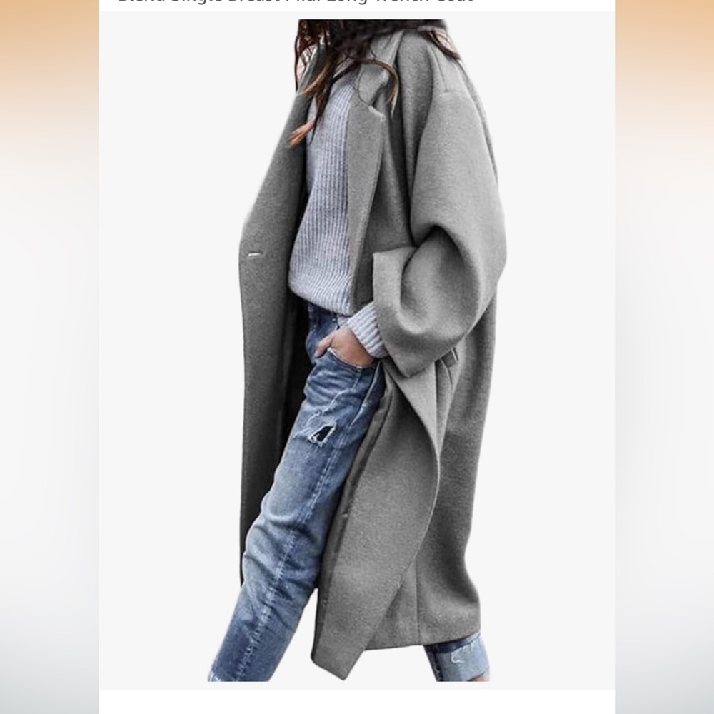 CHARTOU Women's Oversized Notched Collar Wool Blend Midi Long Trench Coat